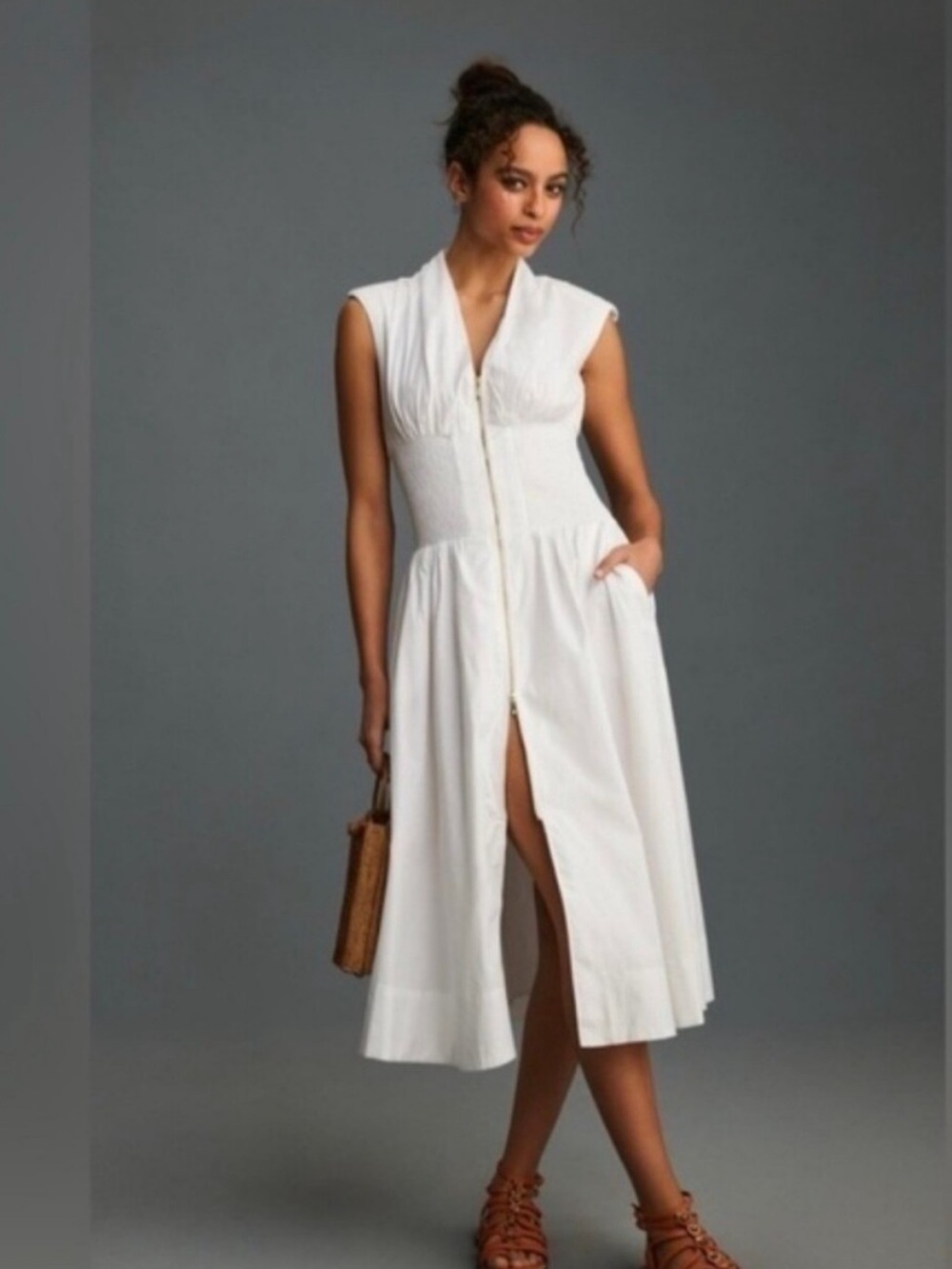 Anthropologie Tommie Zip-Front Midi Dress